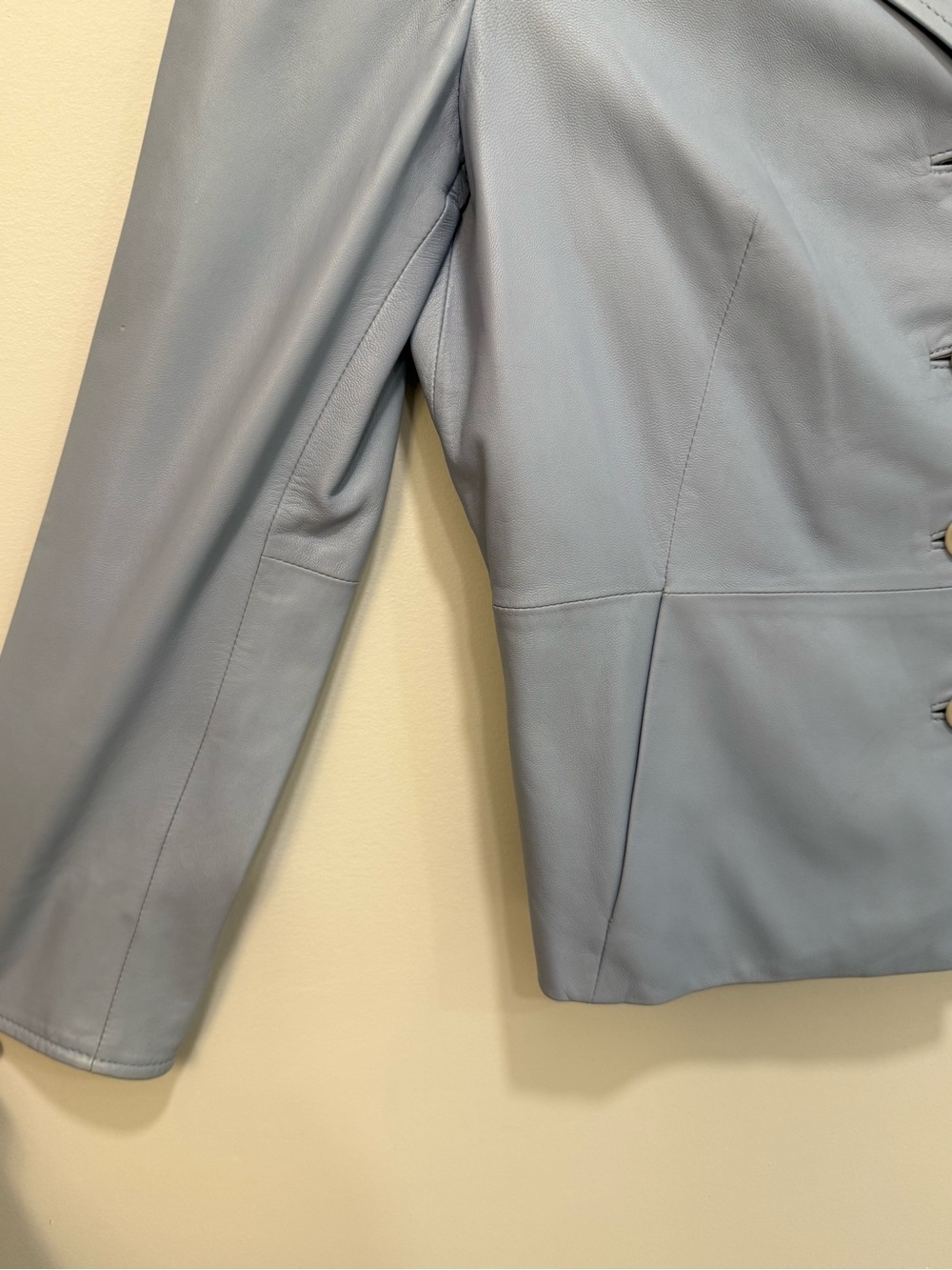 Talbots Light Blue Leather Button-Front Jacket - Picture 4 of 10